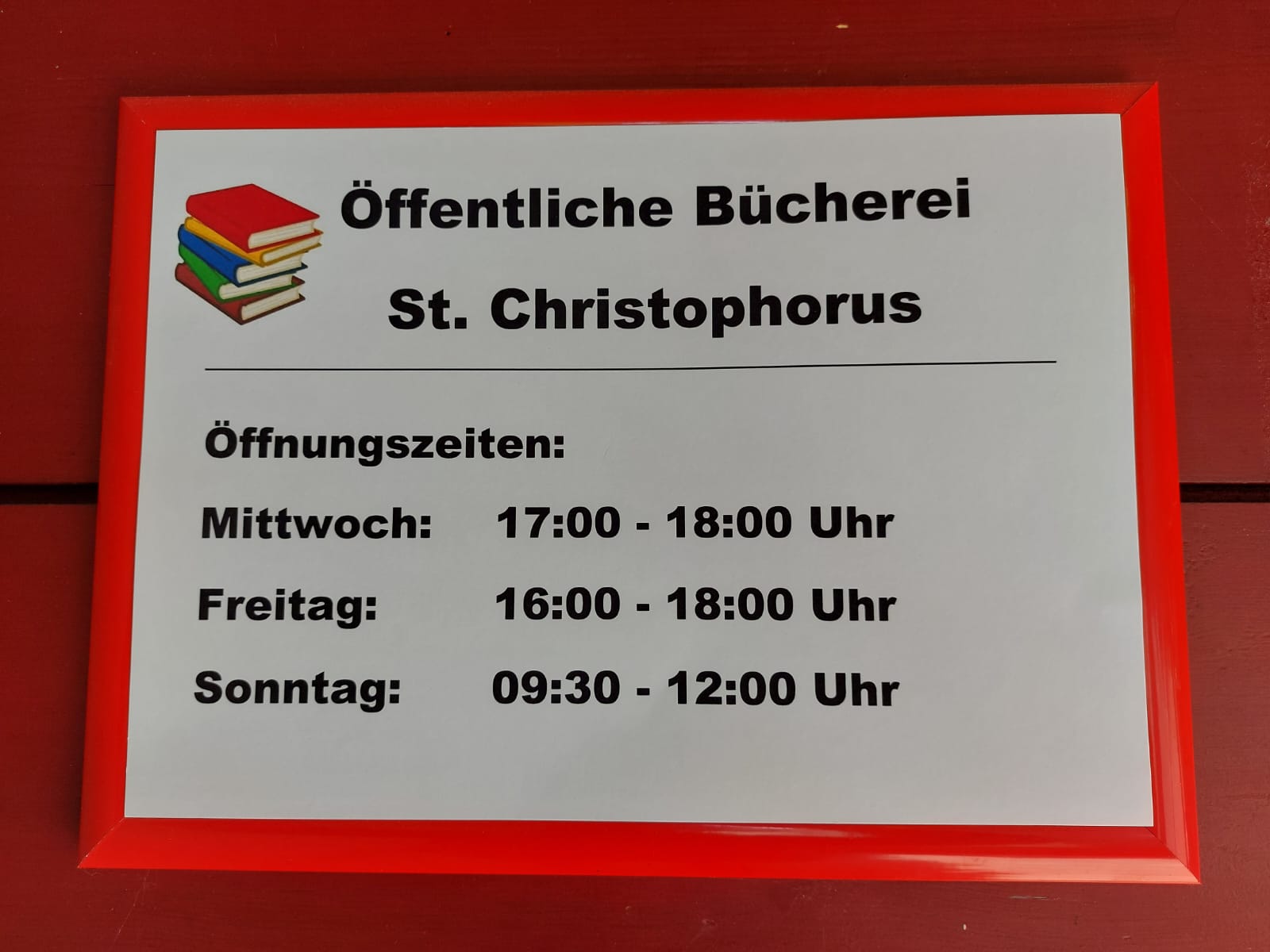 Die Öffnungszeiten der Bücherei